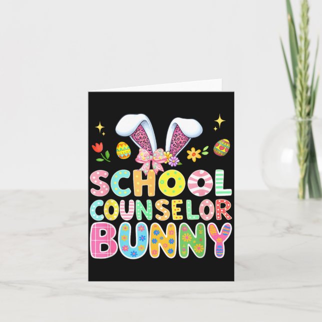 Carte Conseiller Scolaire Lapin Pâques Léopard Coloré (Devant)