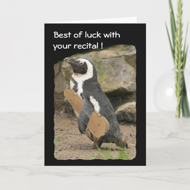 Carte Considérant Violon de pingouin, Bonne chance (Devant)