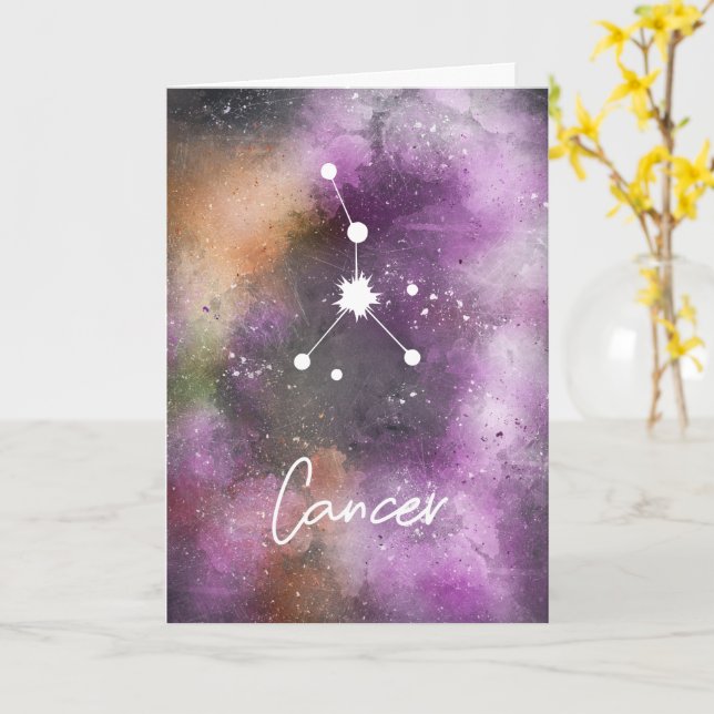 Carte Constellation de cancer Zodiaque Purple Galaxie (Fleur jaune)