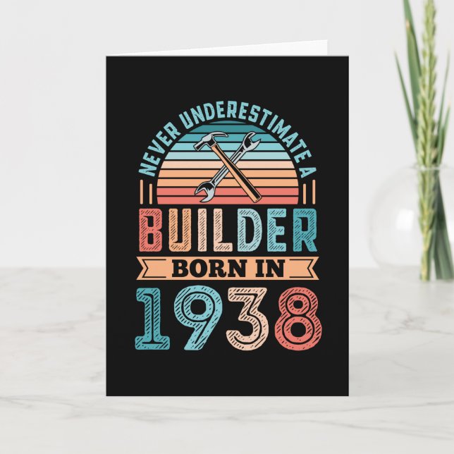 Carte Constructeur né en 1938 90e Anniversaire Cadeau Bâ (Devant)
