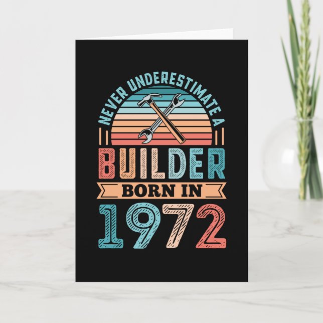 Carte Constructeur né en 1972 50e Anniversaire Cadeau Bâ (Devant)