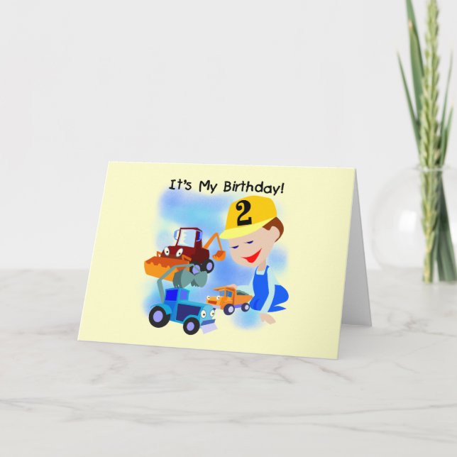 Carte Construction pour enfants 2e anniversaire Tshirts  (Devant)