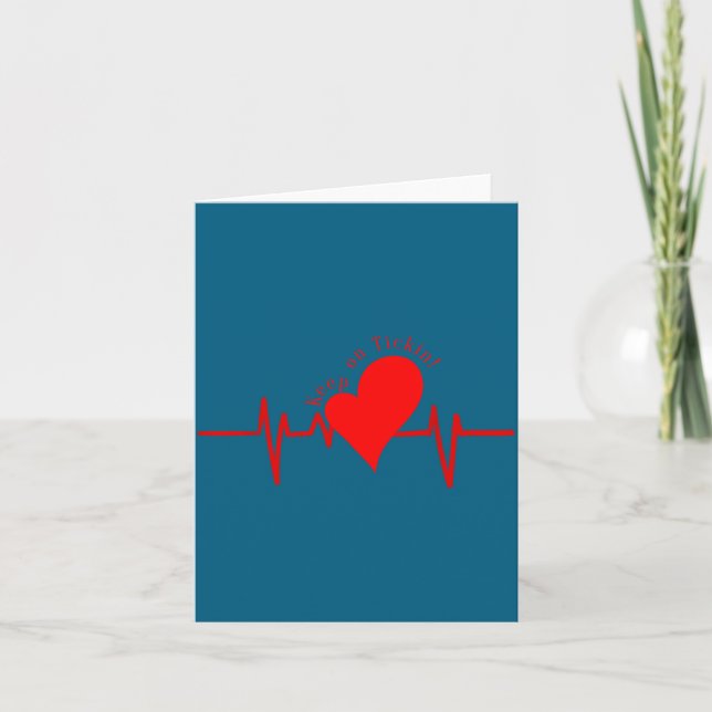 Carte Continuez à cocher ! Battement de cœur ECG Vache S (Devant)