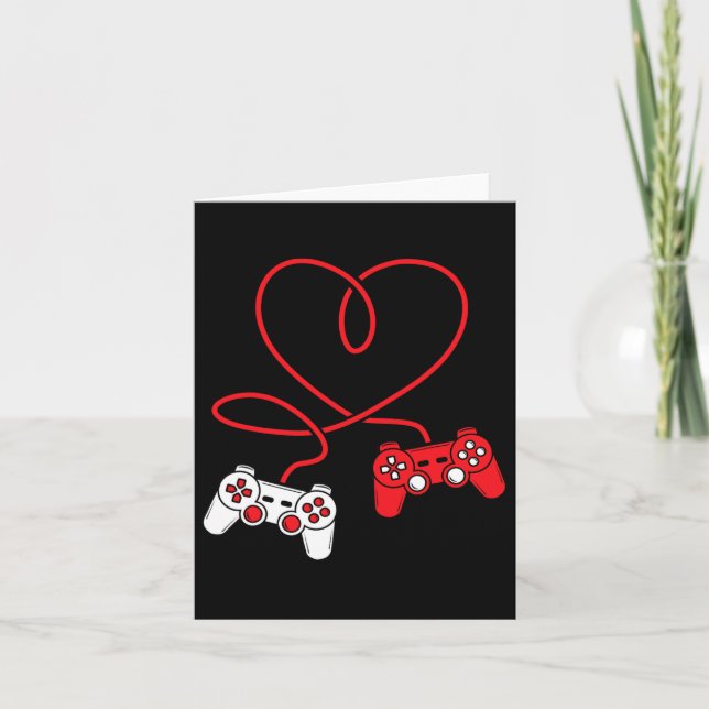 Carte Contrôleur de jeu Coeur Funny Valentines Day Boy & (Devant)