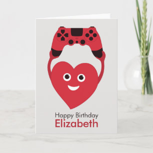 Carte Contrôleur De Jeu Et Un Geek De Coeur Jeu Annivers