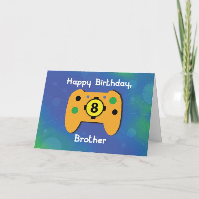Carte Contrôleur Joueur Frère 8 Ans Anniversaire (Devant)