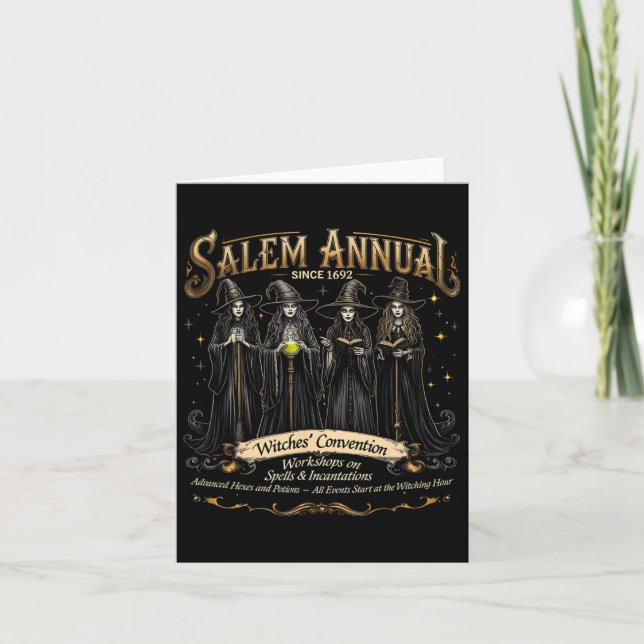 Carte Convention des sorcières Halloween Filles Vintages (Devant)