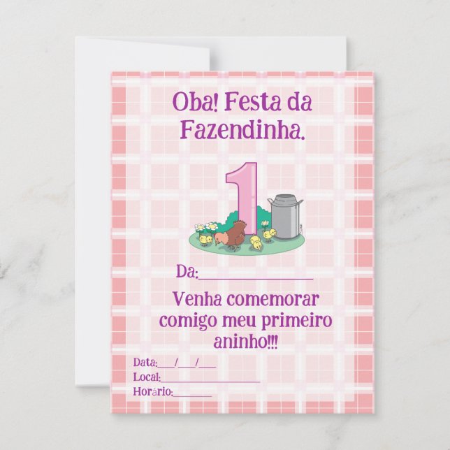 Carte Convite de aniversario fazendinha (Devant)