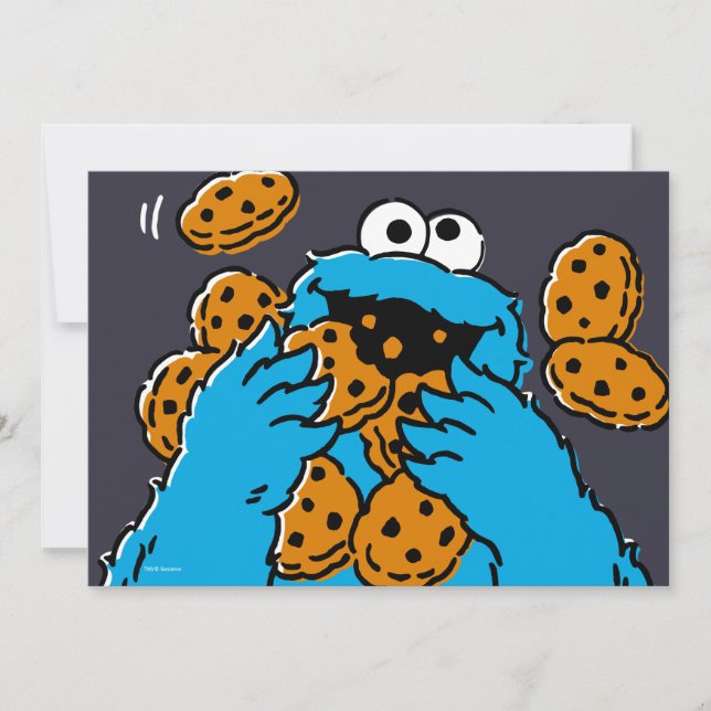 Carte Cookie Monster Eating All the Cookies (Devant)