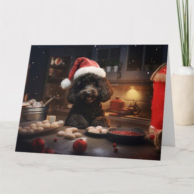 Carte Cookies de Noël de caniche Festive (Devant)
