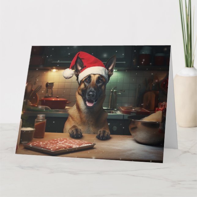 Carte Cookies de Noël Malinois Belge Festive (Devant)