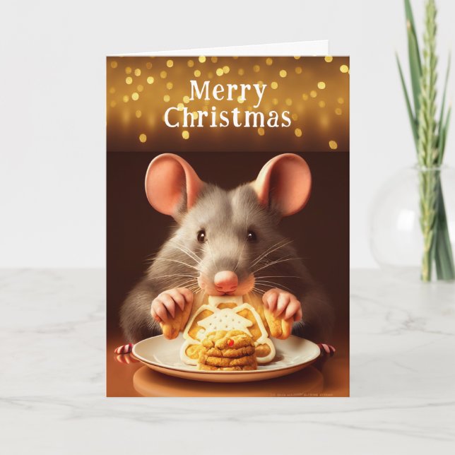 Carte Cookies de Noël Rat Merry (Devant)