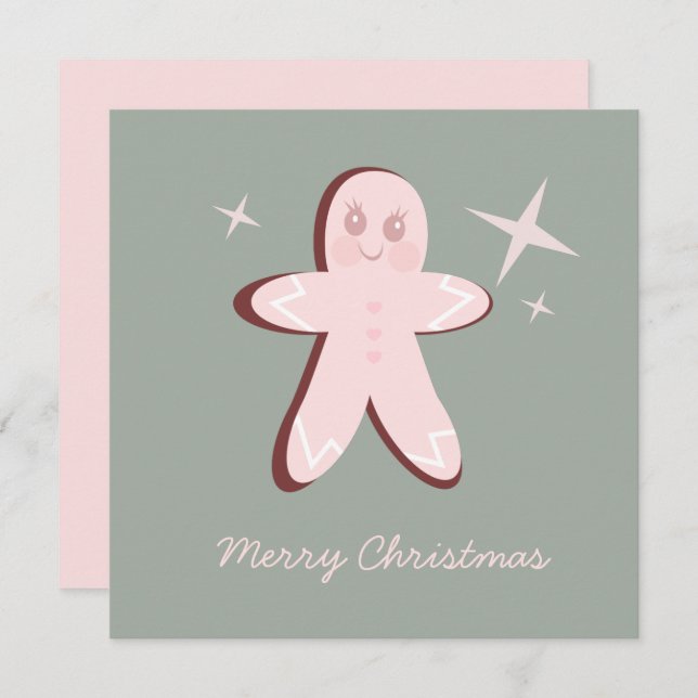 Carte Cookies en pain d'épice rétro Noël Super (Devant / Derrière)