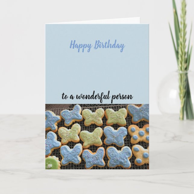 Carte Cookies papillon voeux d'anniversaire (Devant)