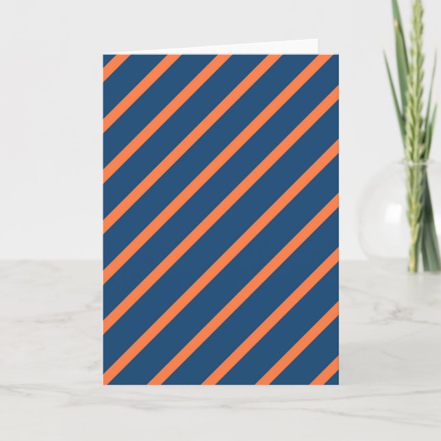 Carte Cool amusant Bleu et Orange Diagonal Stripes (Devant)