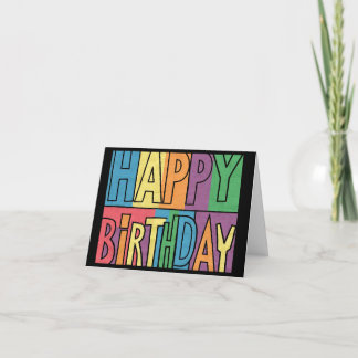 Carte Cool amusant coloré heureux bloc d'anniversaire