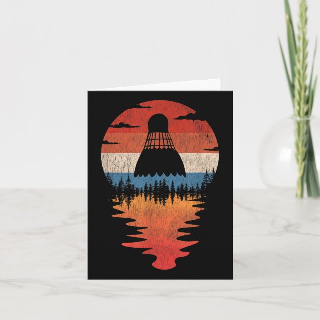 Carte Cool Badminton Retro Style coucher de soleil Vinta (Devant)