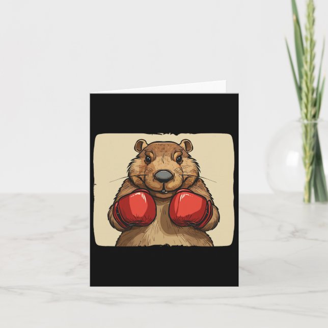 Carte Cool Boxing Beaver Avec Gants Pour Un Confiant Et (Devant)