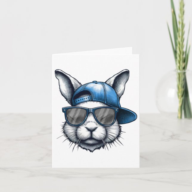 Carte Cool Bunny Face Joyeuses Chemises de Pâques Pour G (Devant)