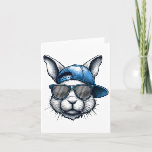 Carte Cool Bunny Face Joyeuses Chemises de Pâques Pour G