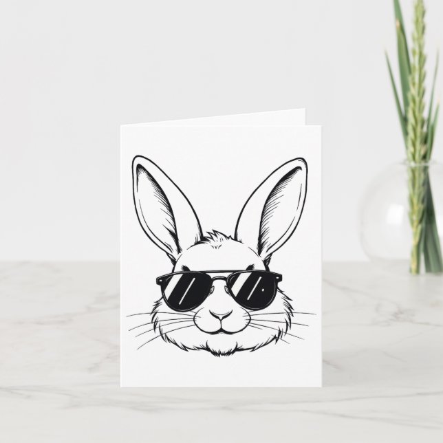 Carte Cool Bunny Face Joyeuses Chemises de Pâques Pour G (Devant)