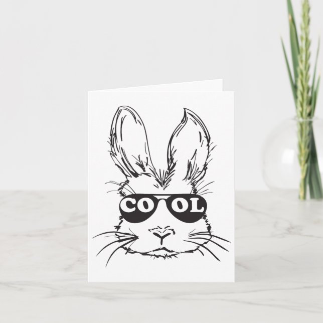 Carte Cool Bunny Face Joyeuses Chemises de Pâques Pour G (Devant)