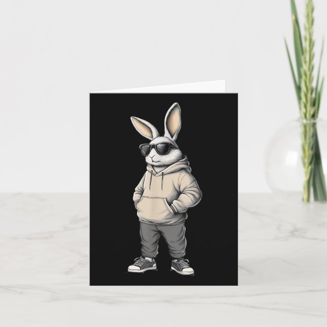 Carte Cool Bunny Joyeux Jour de Pâques Rabbit Sungles Ho (Devant)