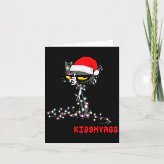 Carte Cool Cat Hat Merry Kiss My Christmas  (Devant)