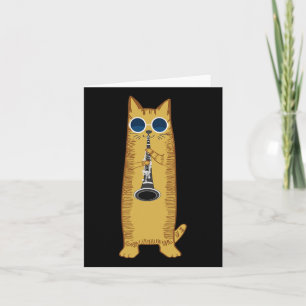 Carte Cool Cat Playing The Clarinet Design Hippy Hipster