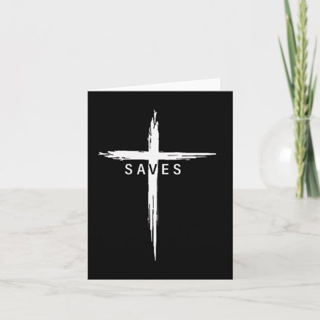 Carte Cool Christian Cross Jesus Saves Men Women Graphic (Devant)
