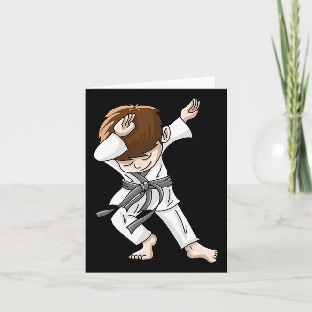 Carte Cool Dabbing Karate Boy Funny Hip-hop Judo Dancing (Devant)