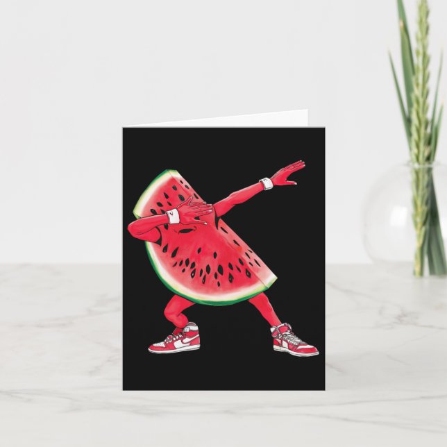 Carte Cool Dabbing Watermelon Drôle Fruit Dancing Athlet (Devant)