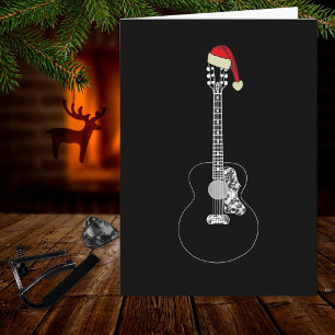 Carte Cool de la guitare de Noël minimaliste noir et bla