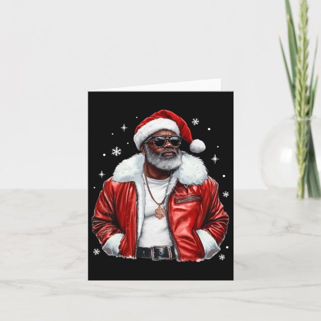 Carte Cool de Noël afro-américain Père Noël Black Afro K (Devant)