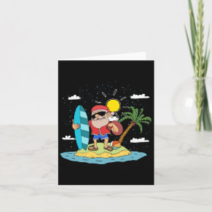 Carte Cool d'été hawaïen Santa Claus Surfing Noël
