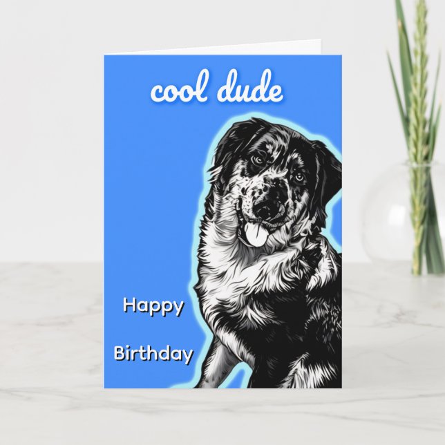 Carte Cool Dude Australian Shephard Folded Greeting Card (Devant)