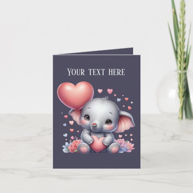 Carte Cool éléphant amour ajouter un message (Devant)