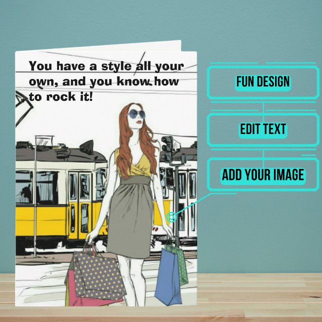 Carte Cool Fashionista Sentimental Anniversaire (This sentimental card is for that special woman in your life with a cool sense of style.)