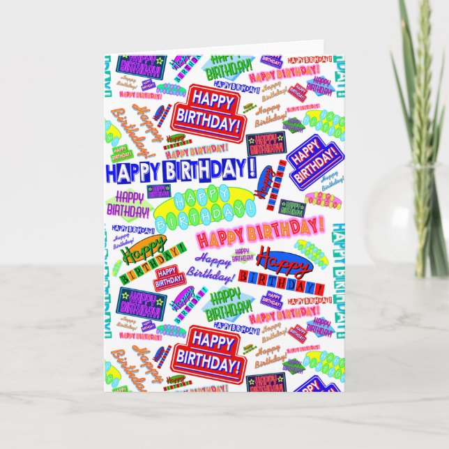 Carte Cool Fun Dynamic Retro Joyeux Motif d'anniversaire (Devant)