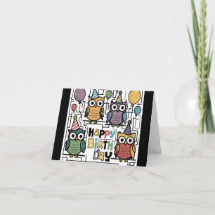 Carte Cool Funny Owl Joyeux anniversaire Abstrait