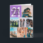 Carte Cool girly purple collage collage grid 21 birthday<br><div class="desc">Cool moderne purple collage grid 21 birthday,  add 8 of your friends favorite Phoorite with a moderne and cool élégant script font typography. Add your message inside.</div>