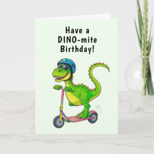 Carte Cool Green Dinosaur Anniversaire