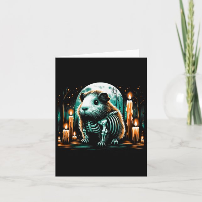 Carte Cool Guinée Pig Squelette Halloween Noël Naissance (Devant)