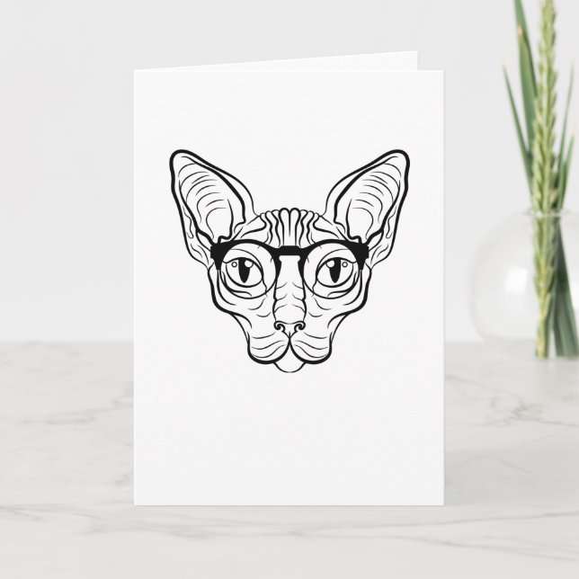 Carte Cool Hippie Sphynx Chat Siamese Chat lunettes pers (Devant)