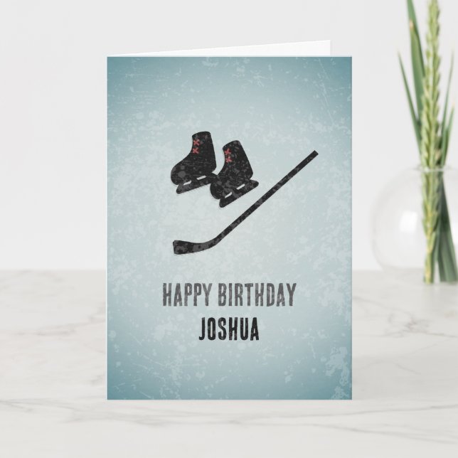 Carte Cool Hockey Thème Ice Texture Homme Anniversaire (Devant)