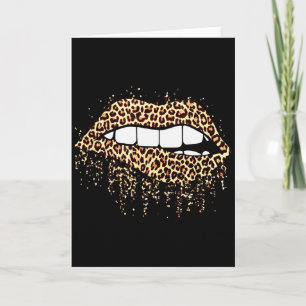 Carte Cool Lips Bite Kiss Me Impression Léopard Guépard-