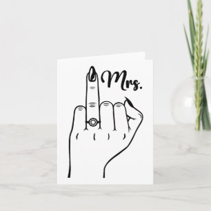 Carte Cool Mme Just Married Femme Mariage Finger Ring Br