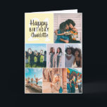 Carte Cool moderne photos jaunes grille de collage 21 an<br><div class="desc">Cool moderne yellow facturage collage grid 21 birthday,  add 8 of your friends favorite Phoorite with a moderne and cool élégant script font typography. Add your message inside.</div>