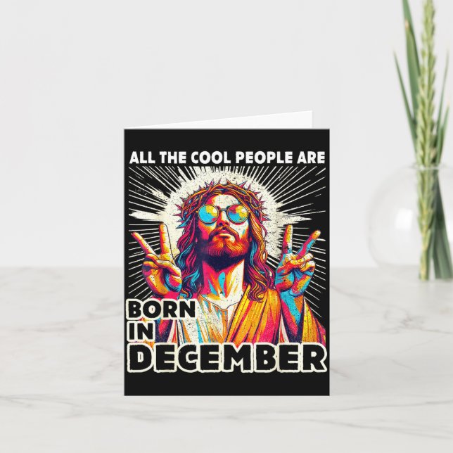 Carte Cool People Are Born In December Christian Christm (Devant)