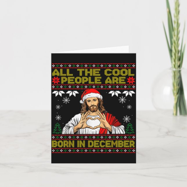 Carte Cool People Are Born In December Christian Christm (Devant)